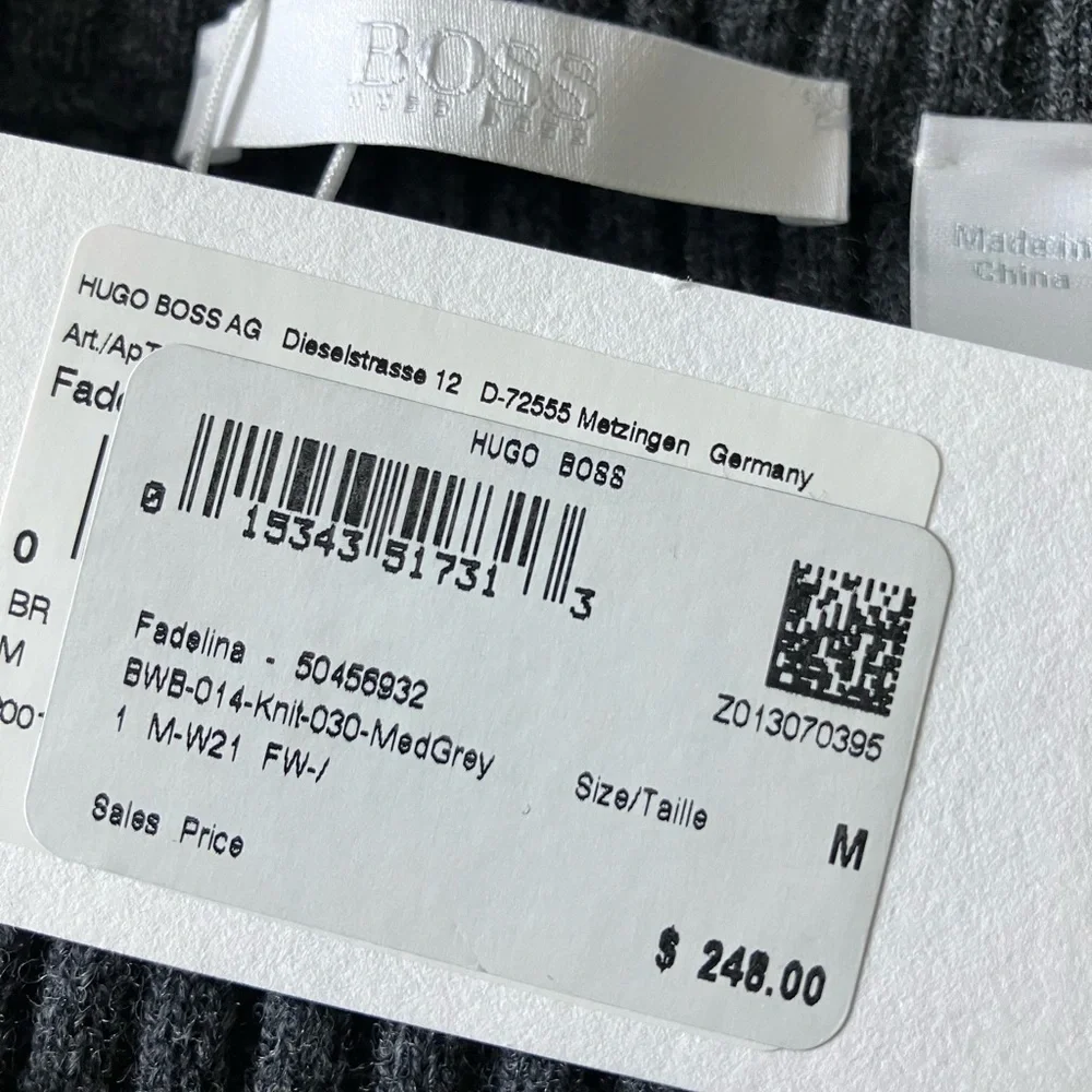 HUGO BOSS Charcoal Grey Ribbed Wool and Cashmere Blend MIDI Skirt Size M NWT - Picture 11 of 15